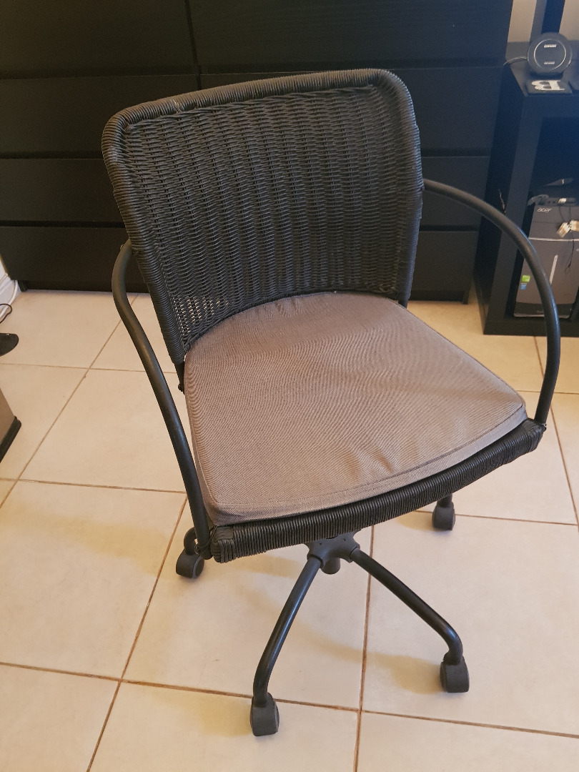 IKEA Gregor Wicker Rattan Swivel Desk Chair, Furniture & Home Living