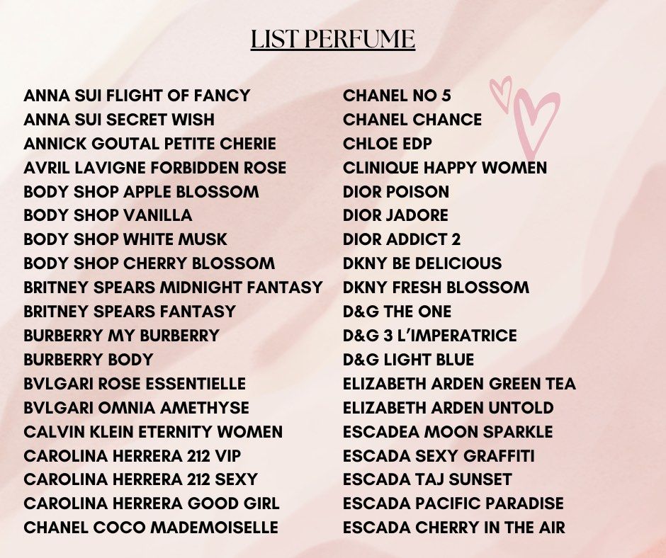 Inspired online perfume list