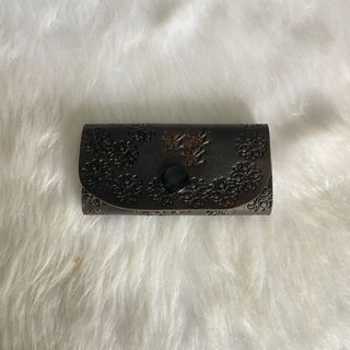 Japan Vintage Black Tooled Leather Key Holder Case