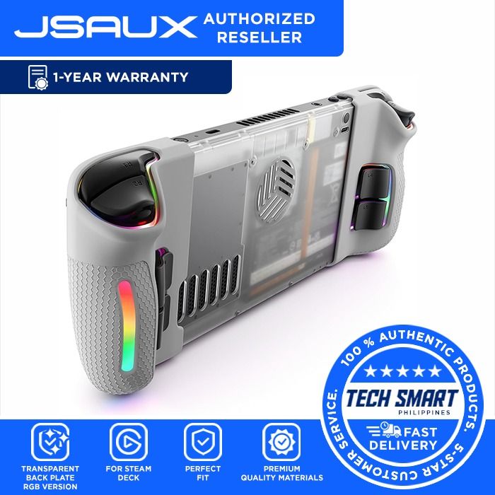 JSAUX Transparent Back Plate RGB Version Compatible for Steam Deck, DIY Clear Edition Replacement Shell Case Compatible with Steam Deck (Category: Cases & Covers) located in Las Pinas. Submitted by techsmartph (Listing ID 1262011458, Image 1). Description: Available variations: For LCD For OLED * [RGB Illuminate Your Steam Deck] Experience a vibrant display of colors with our RGB lighting. Transform your Steam Deck into a mesmerizing spectacle as