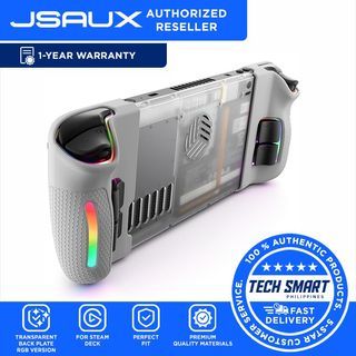 JSAUX Transparent Back Plate RGB Version Compatible for Steam Deck, DIY Clear Edition Replacement Shell Case Compatible with Steam Deck