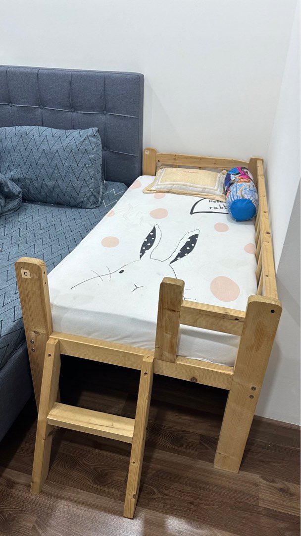 KIDS BED ATTACHED SINGLE BED with mattress, Babies & Kids, Baby Nursery