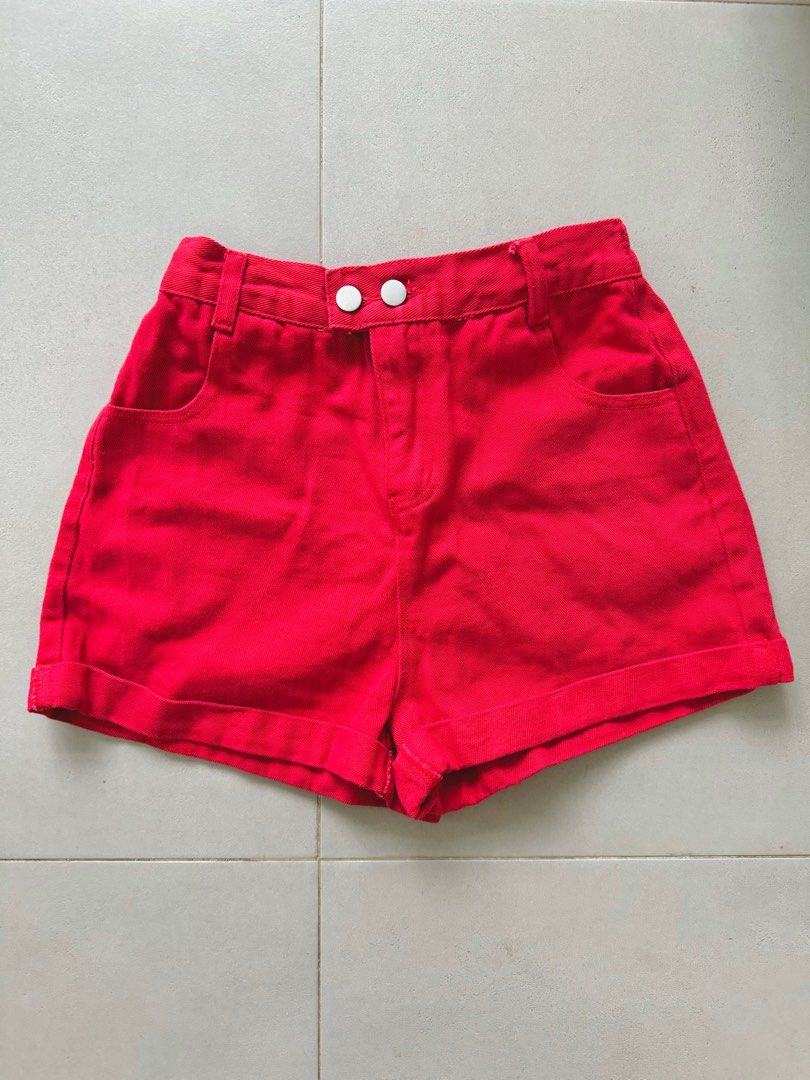 Red jean new arrivals shorts