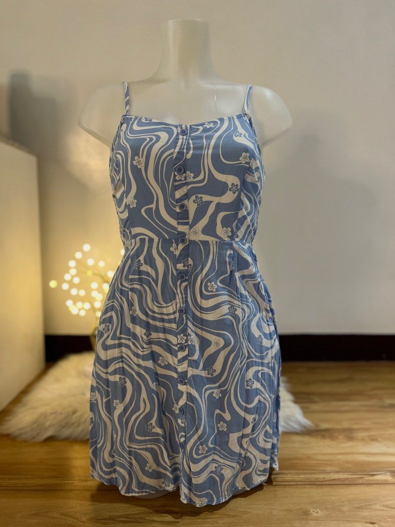 Baby blue stripe top mini dress