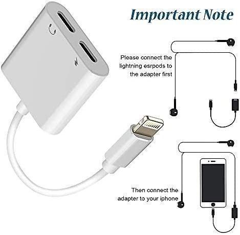 [Apple MFi Certified] iPhone Headphones Adapter Splitter, 2 in 1 Dual  Lightning Charger Cable Aux Audio Adapter Converter for iPhone