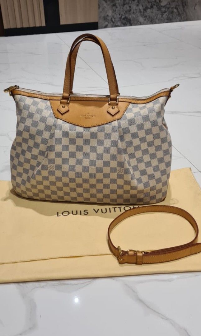 Louis Vuitton White Damier Azur Siracusa GM Cloth ref.950195