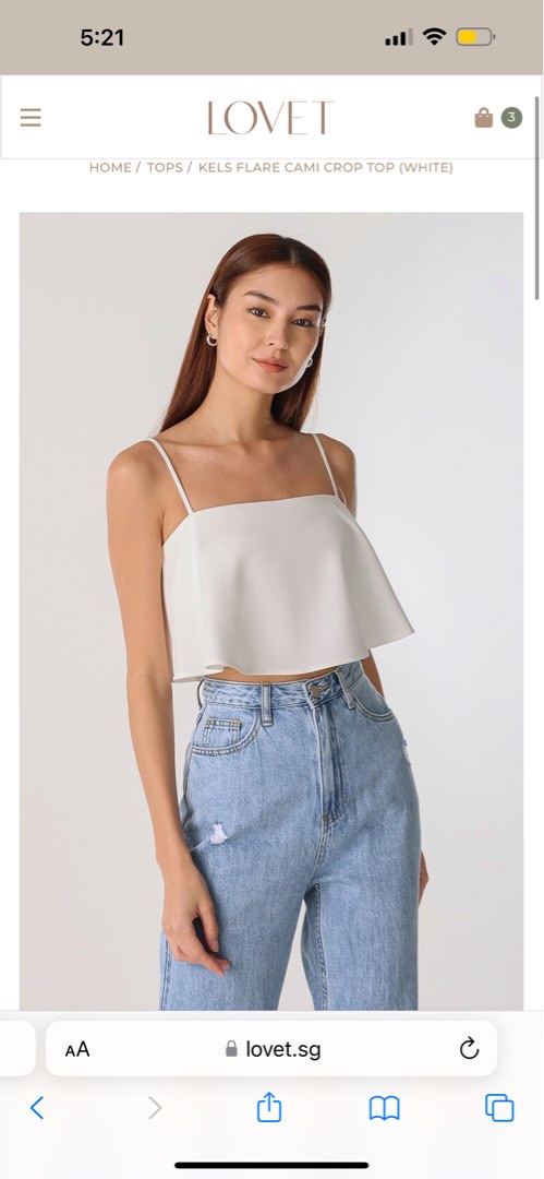 KELS FLARE CAMI CROP TOP (WHITE)