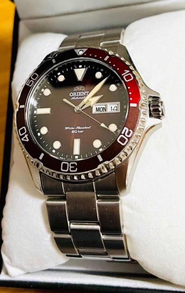Lowest Price Orient Mako Men s Automatic Red Dial Stainless Steel