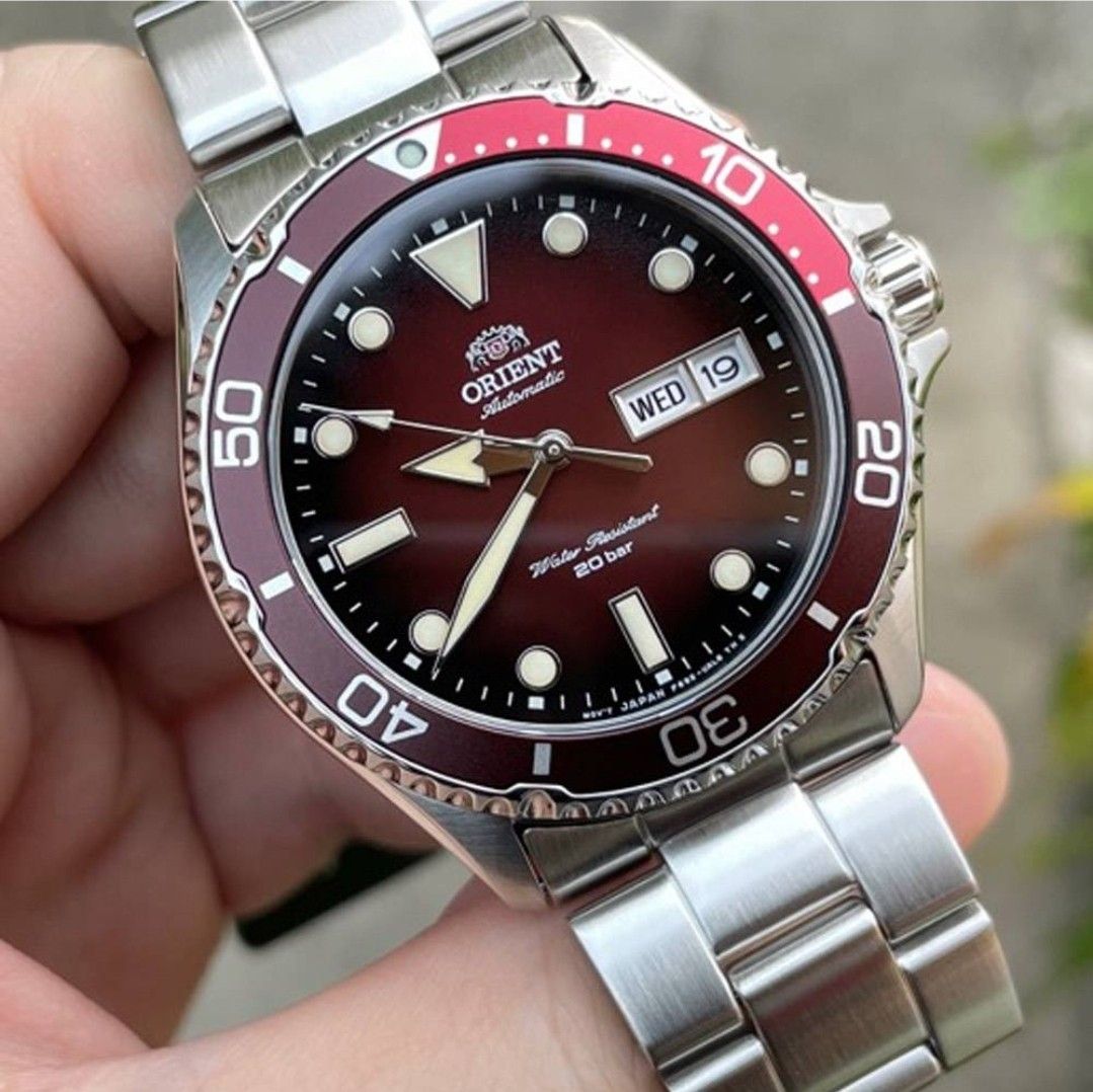 Lowest Price Orient Mako Men s Automatic Red Dial Stainless Steel