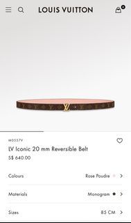 Louis Vuitton LV Iconic 20mm Reversible Belt Brown + Cowhide. Size 85 cm