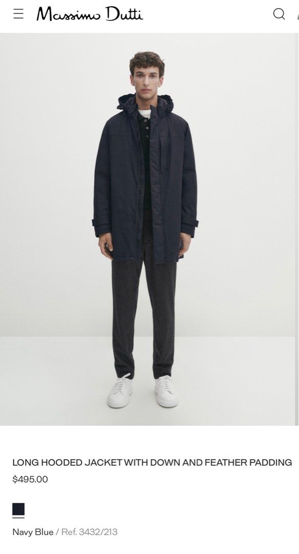 Massimo Dutti LONG HOODED JACKET WITH DOWN AND FEATHER PADDING