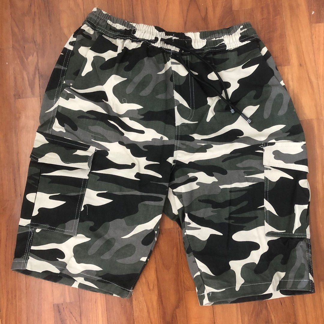 Mens black and clearance white camo shorts