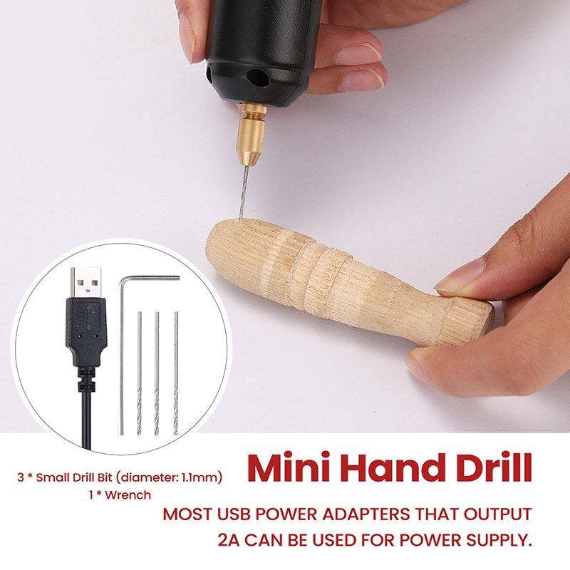 Mini Electric Drill Handheld Drill Bits Kit Epoxy Resin Jewelry Making Wood  Craft Tools 5V USB Plug Screwdriver Tool Kit