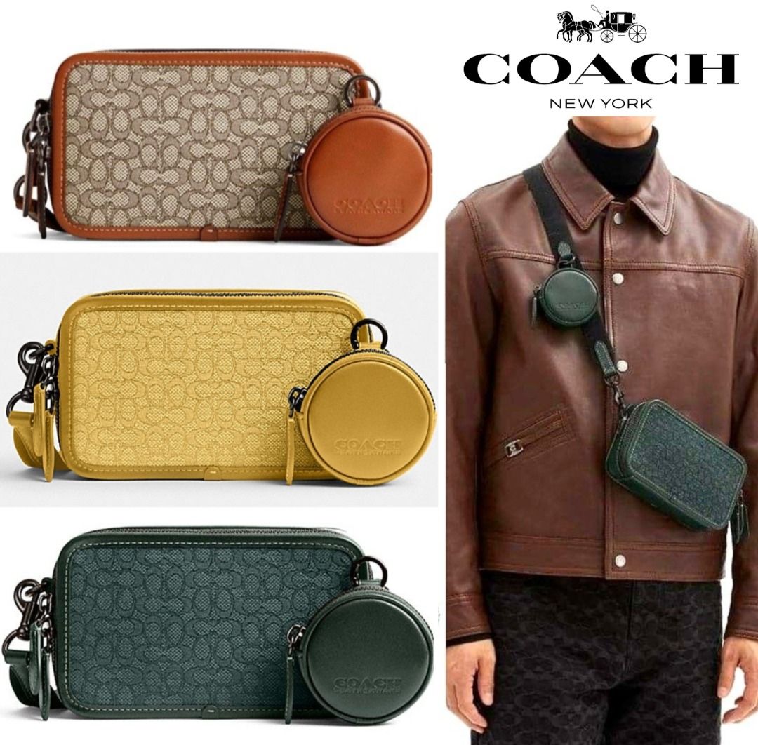 COACH Micro Signature Jacquard & Leather Shoulder Bag