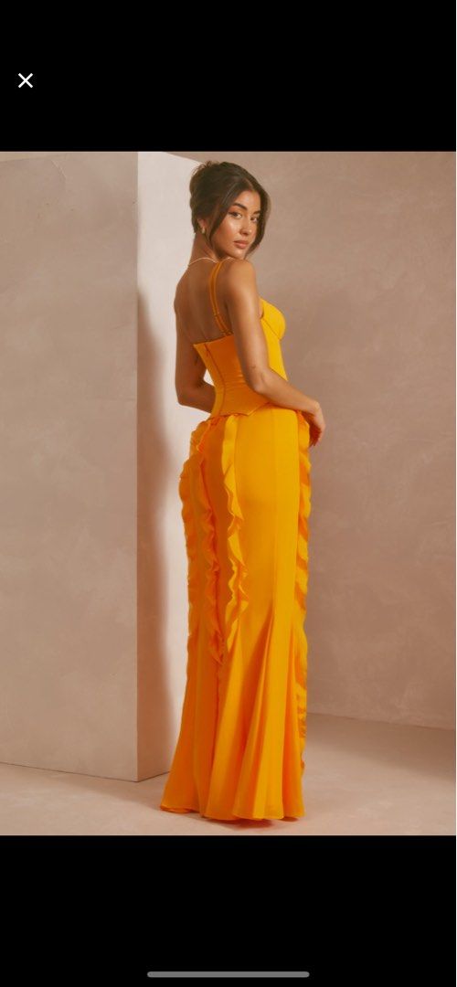 corset frill skirt maxi dress in tangerine OhPolly Corset Frill Skirt Maxi Dress in Tangerine, Women's Fashion, Dresses  & Sets, Evening dresses & gowns on Carousell