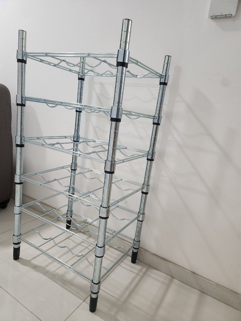 OMAR Bottle shelf, galvanised, 46x36x94 cm, Furniture & Home Living