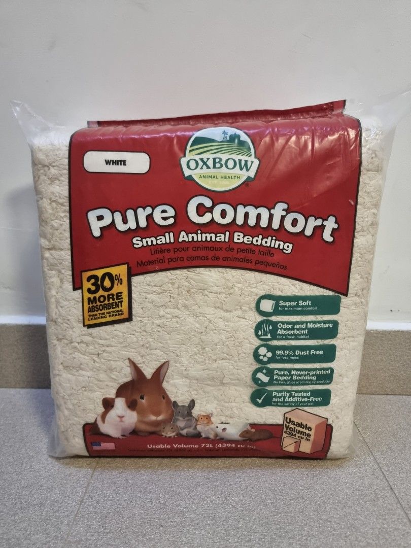  Oxbow Pure Comfort Small Animal Bedding - Odor & Moisture  Absorbent, Dust-Free Bedding for Small Animals, White, 72 Liter Bag : Pet  Supplies