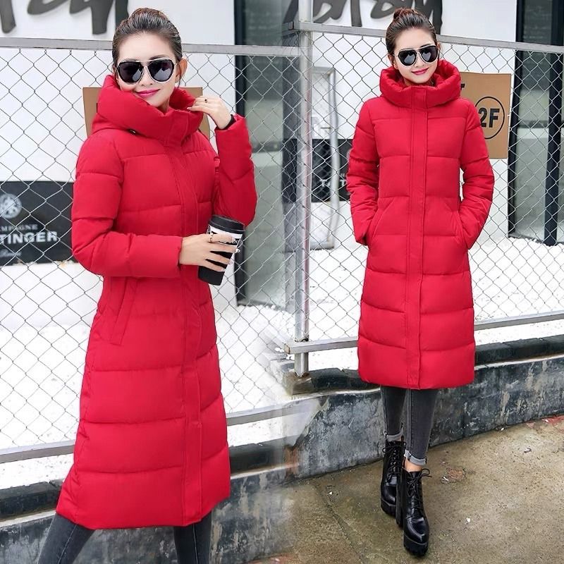 Red padded coat with hood new arrivals