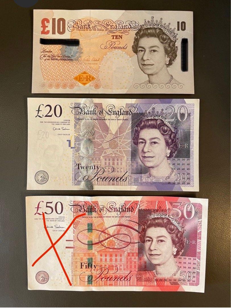 舊版英鎊紙質鈔票paper notes £10 £20, 興趣及遊戲, 收藏品及紀念品, 錢幣- Carousell