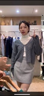 全新Perdot 韓國代購🇰🇷 羊毛針織外罩衫 麻花小外套 深灰冬天的顏色🩶中短版 單扣上衣