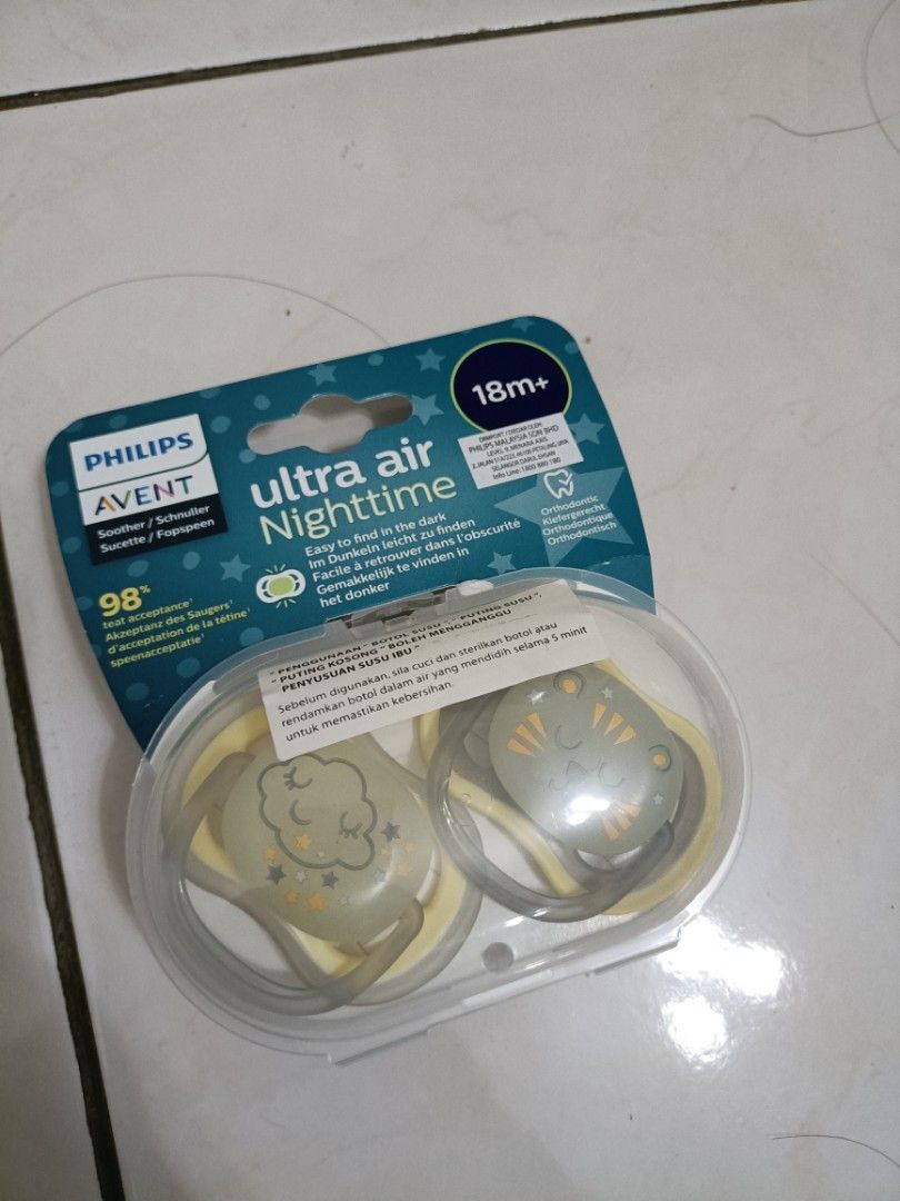 Philips Avent Ultra Air Nighttime Neutral Pacifier 18++, Babies & Kids,  Nursing & Feeding, Soothers & Pacifiers On Carousell