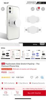 PopSocket White Slide Stretch PopGrip