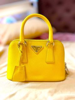 Prada Mini Saffiano Promenade Bag, Yellow (Soleil)