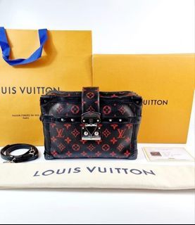 Louis Vuitton Terracotta & White Monogram Embossed Lambskin Petite Malle - Handbag | Pre-owned & Certified | used Second Hand | Unisex