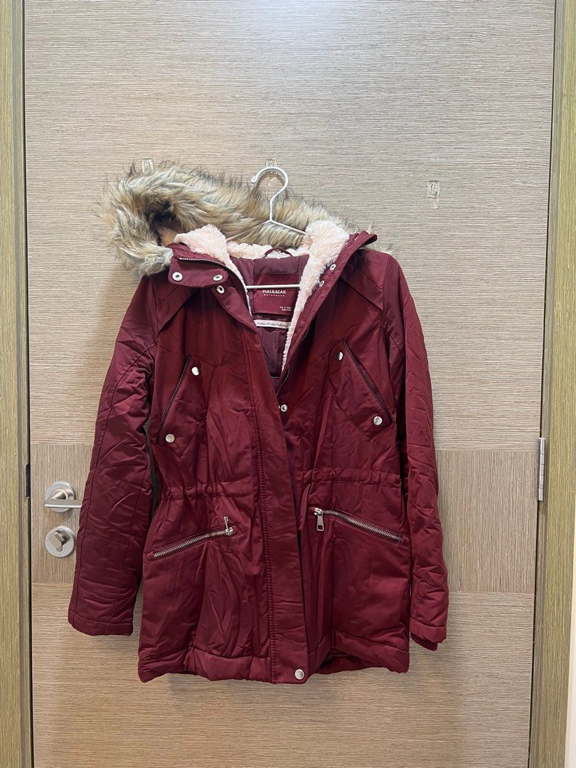 Pull and bear new arrivals burgundy jacket