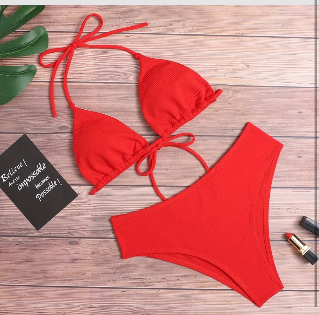 Red Bikini, Women's Fashion, Swimwear, Bikinis & Swimsuits on Carousell