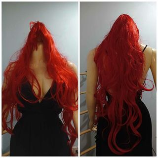 Red Long Wig with bangs Hair Wig Cosplay Halloween Costume