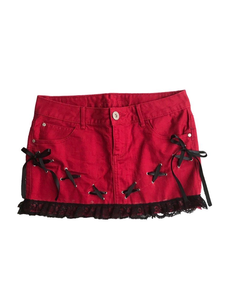 Guess red 2025 denim skirt