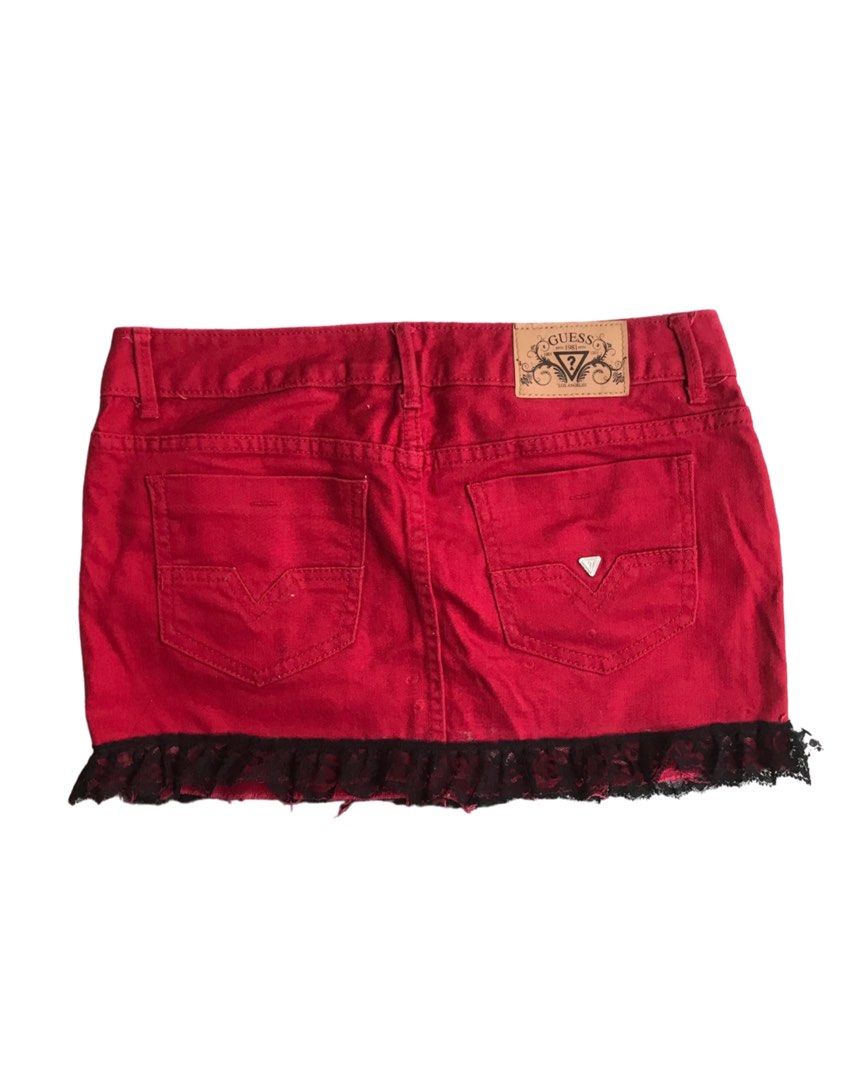 Guess red 2025 denim skirt
