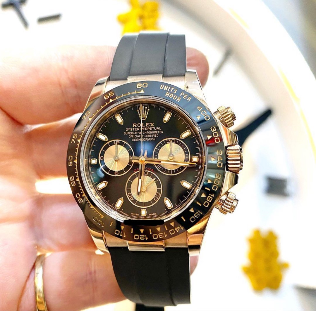 Rolex 116515LN Cosmograph Daytona Black Dial Oysterflex Strap | WatchGuyNYC