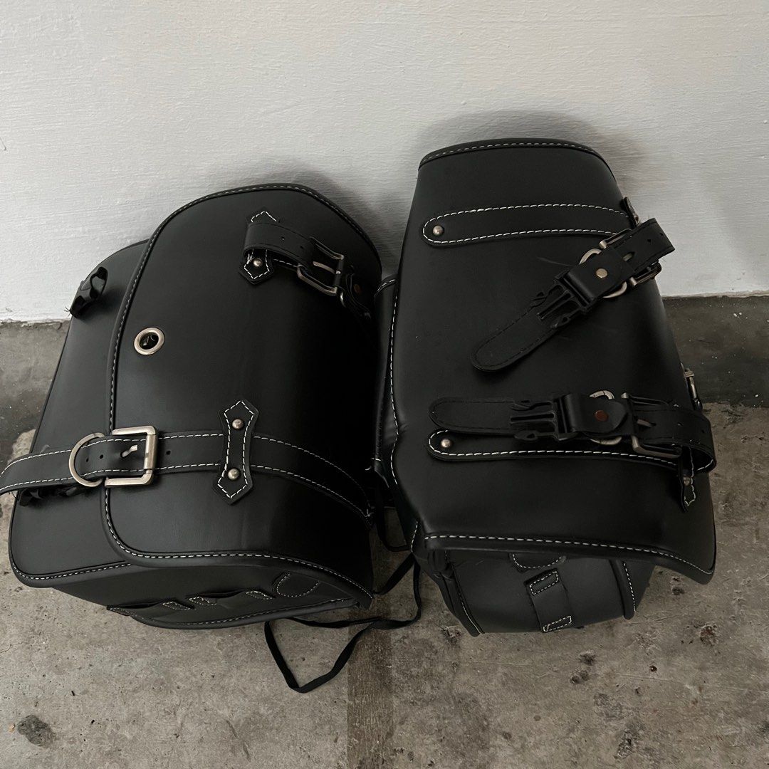Real leather motorcycle saddlebags clearance