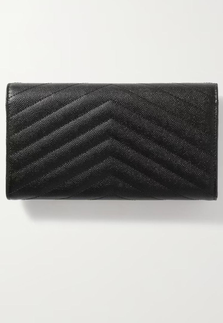 SAINT LAURENT Monogramme quilted textured-leather wallet