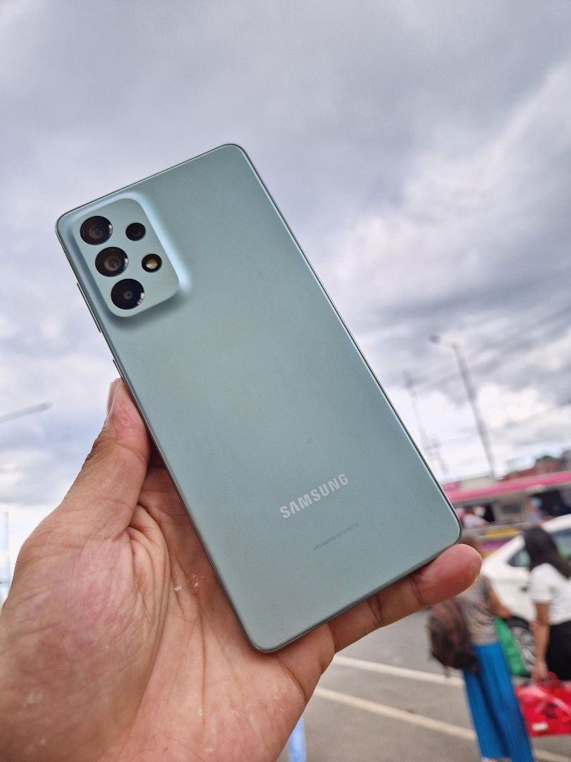 SAMSUNG A73 5g (Category: Samsung) located in Quezon City. Submitted by mubrogadgets (Listing ID 1262034206, Image 2). Description: SAMSUNG A73 5G 👉new release ng samsung 👉no issue/no history of repair 👉super good for gaming and camera 👉high quality display 👉no amoled burn issue 👉super smooth sa gaming 👉pm me for more details 👉5g network connection👌🌐 PROCESSOR🎮 -RAM: 8GB -ROM: 128GB -External Memory Support Up to 512GB -Qualcomm SM7325