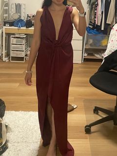 Satin maxi formal asymmetrical dress