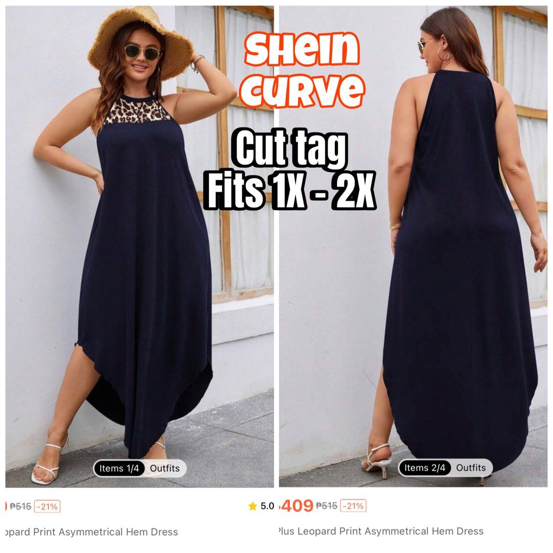 Shein Curve Plus size Leopard Navy Blue Maxi dress