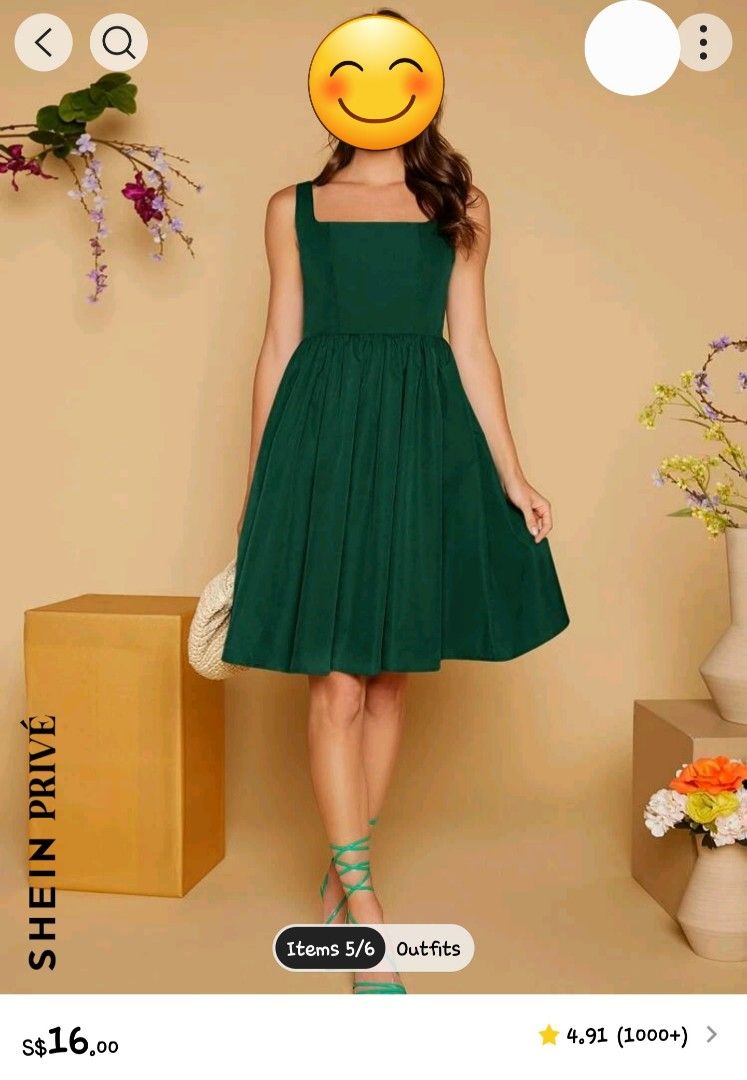 Shein fit and flare dress hot sale