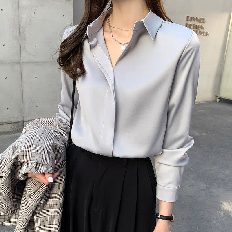 Silver grey office blouse