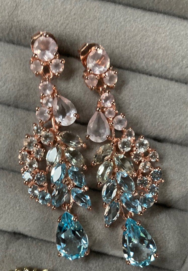 Sky Blue Topaz Quartz Dangle Earrings Women s Fashion Jewelry