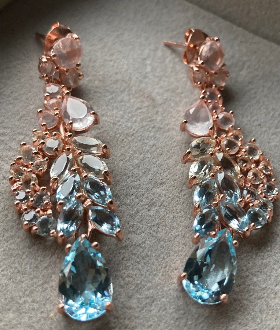 Sky Blue Topaz Quartz Dangle Earrings Women s Fashion Jewelry