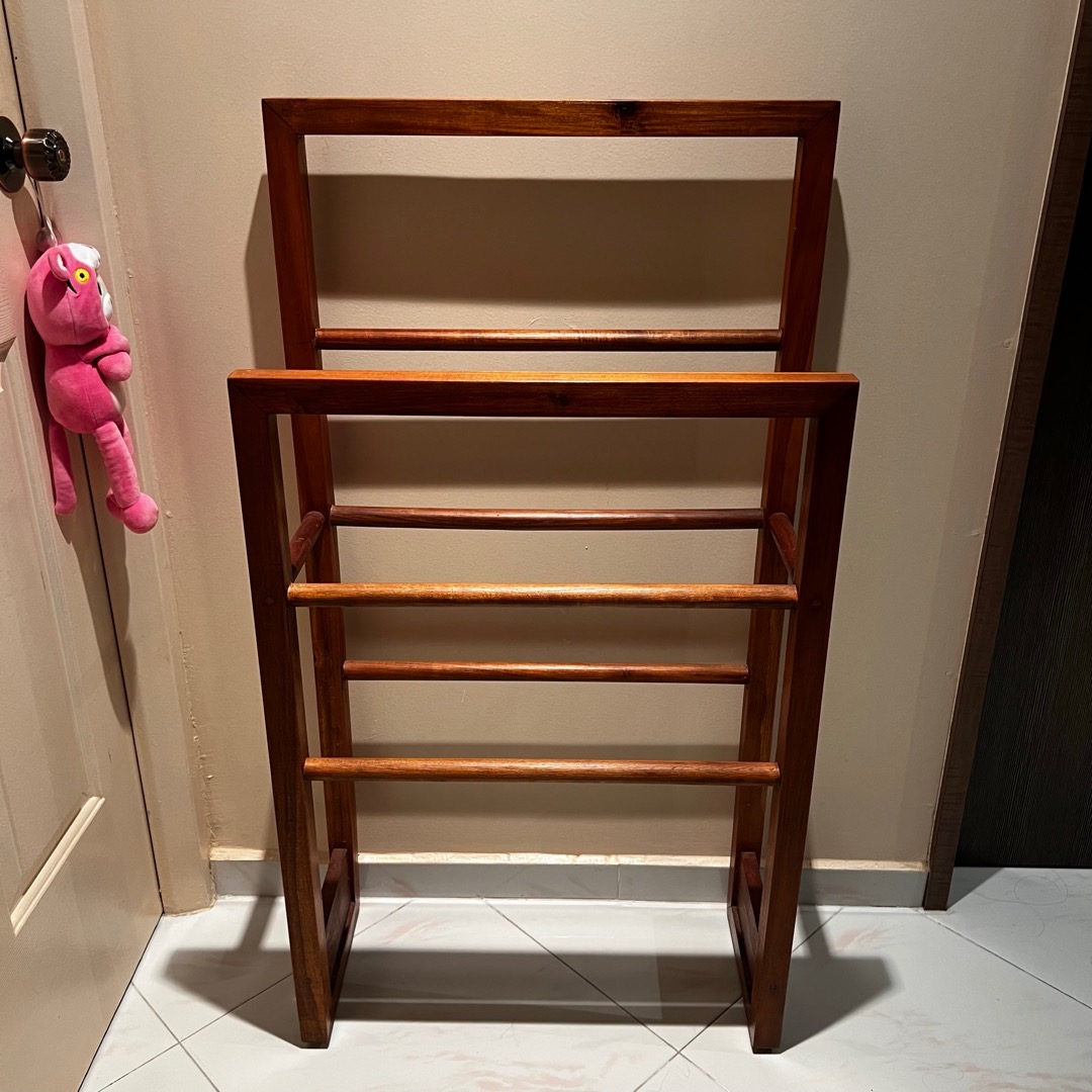 SOLID CAMBODIA WOODEN CLOTHES RACK CAMBODIAN BALINESE BALI TOWEL TEAK Furniture Home Living Home Decor Other Home Decor on Carousell