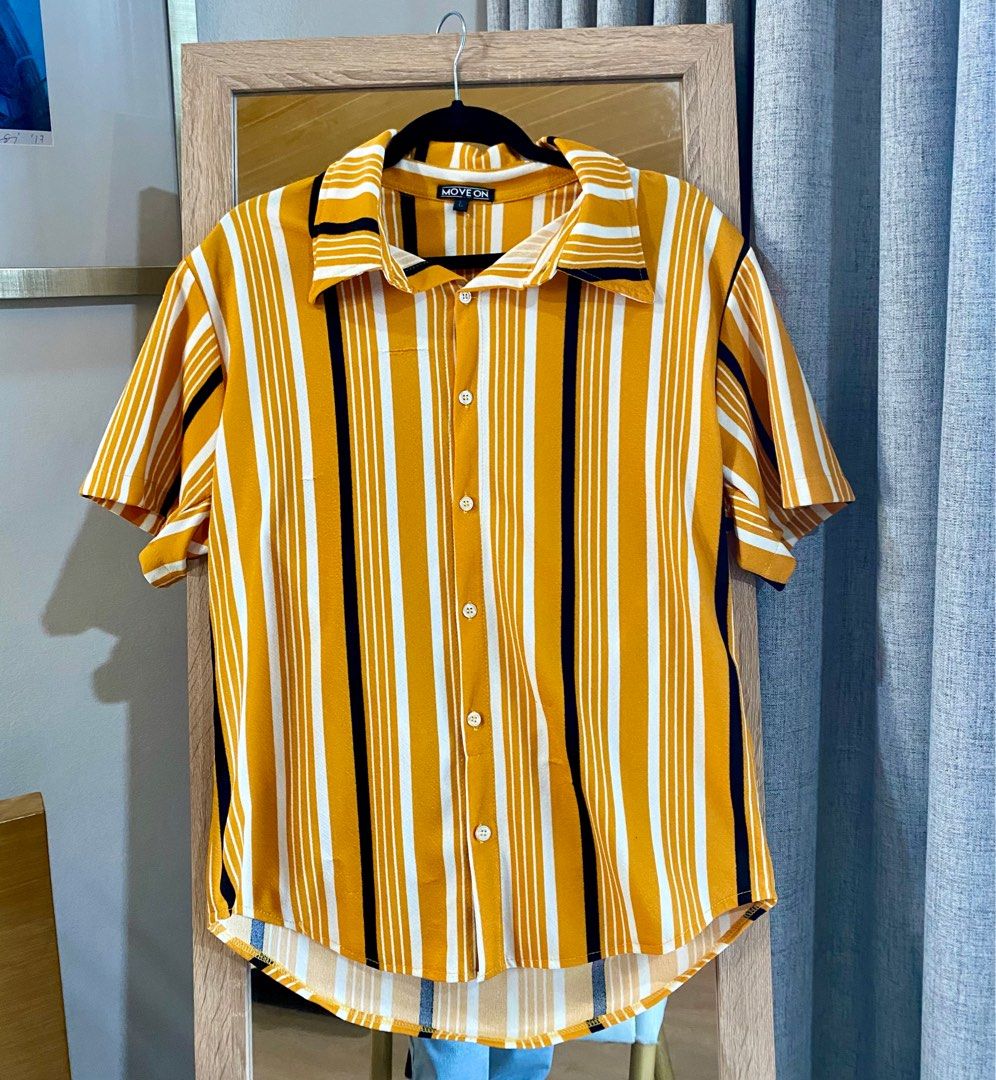 Men Stripes Yellow Button Collar Polo (Category: Tshirts & Polo Shirts ) located in Las Pinas. Submitted by untold.ph (Listing ID 1262042483, Image 1). Description: Bought for 500 plus! Selling super low na!🥹 Used once Comfy and stretchy fabric Trendy style! Fits Medium-Large for men For women - can be used for oversized Bought in pop up store in Glorietta.