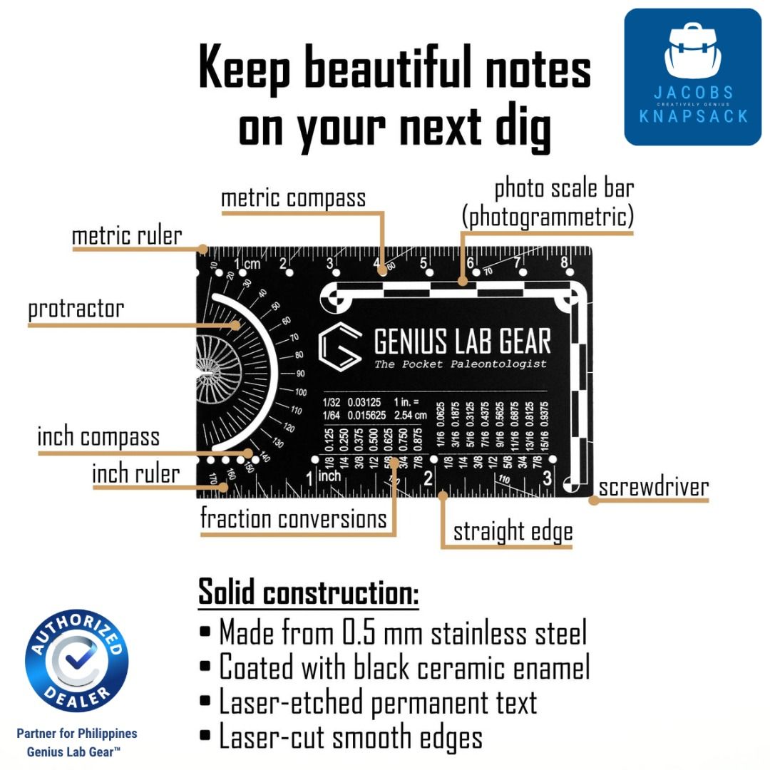 The Pocket Paleontologist Gift Fossil Hunting Tool by Genius Lab Gear