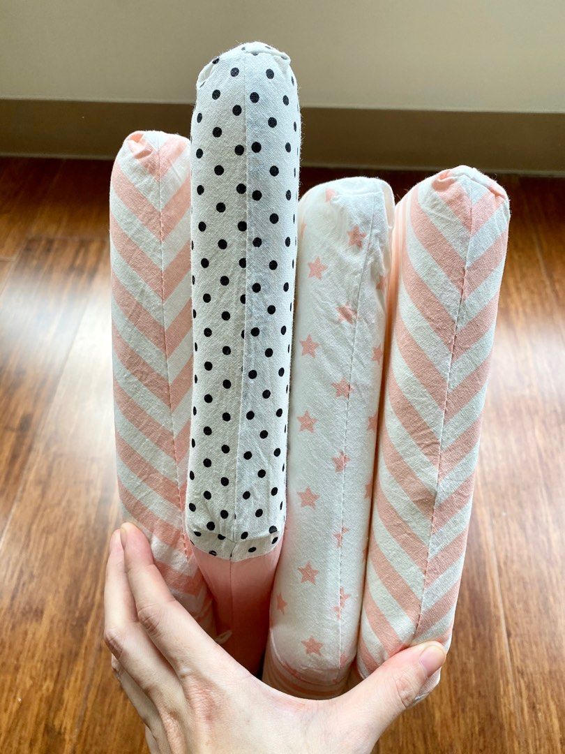 Crib Bumper (Pink) very thick! (Category: Bed Guards) located in Quezon City. Submitted by thelazyloft (Listing ID 1262019194, Image 3). Description: Crib Bumper (Pink) - includes 4 houses that can be hooked on to each other - with garterized bumper ties to stay fastened to the crib rails - with removable cotton covers - very thick! - total dimensions: 120x50x5cm - made for cribs sized 28x52” - Brand New, vacuum sealed, never opened Php1,400 (Ori