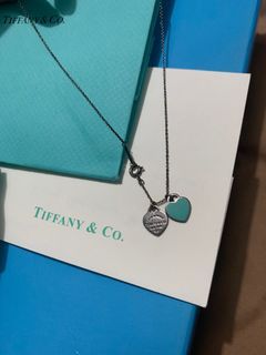 Tiffany & Co Blue Double Heart Tag Pendant