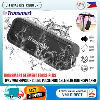 Tronsmart Element Force Plus SoundPulse® 40W Portable Bluetooth Speaker 20Hz-20kHz Stereo Pairing Voice Assistant Powerful Tri-bass Effects Supports NFC True Wireless Stereo Sound Core Bluetooth Speaker Waterproof For Indoor & Outdoor 15Hour Playtime-VMI