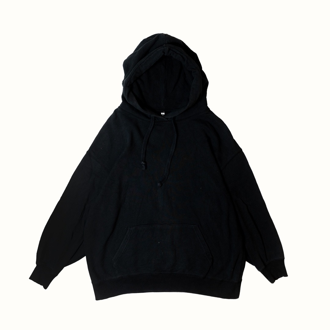 Uniqlo Black Hoodie Box type, Men's Fashion, Tops & Sets, Hoodies on
